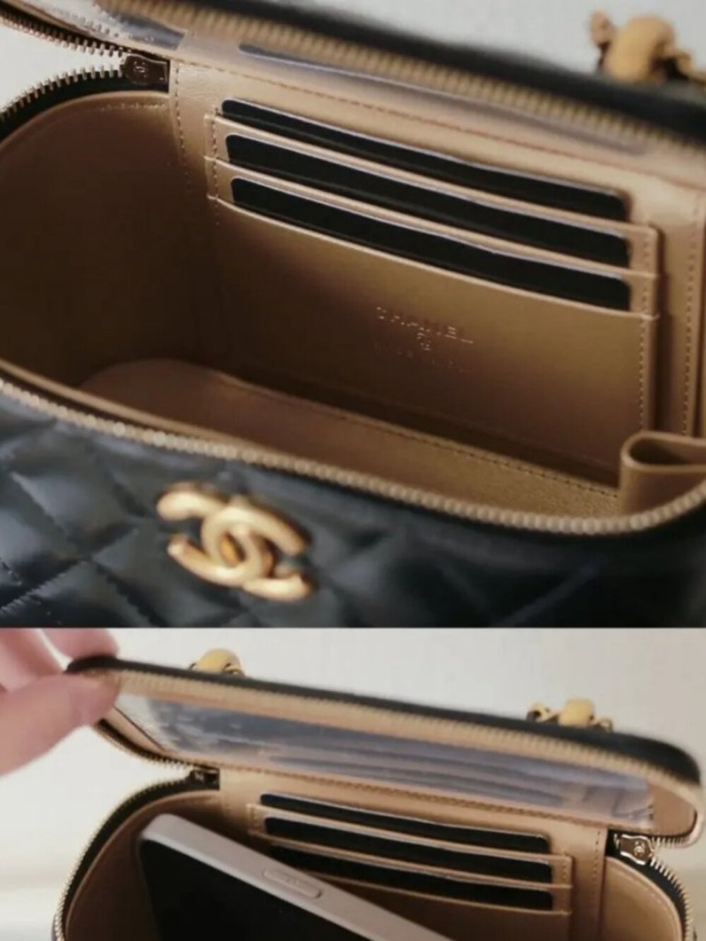 Chanel 24C Double Gold Ball Black Quilted Lambskin Chain Makeup Bag - Picture 9 of 9